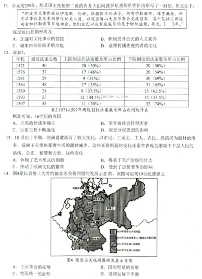 湖北2023高三五月联合测评历史试题及答案