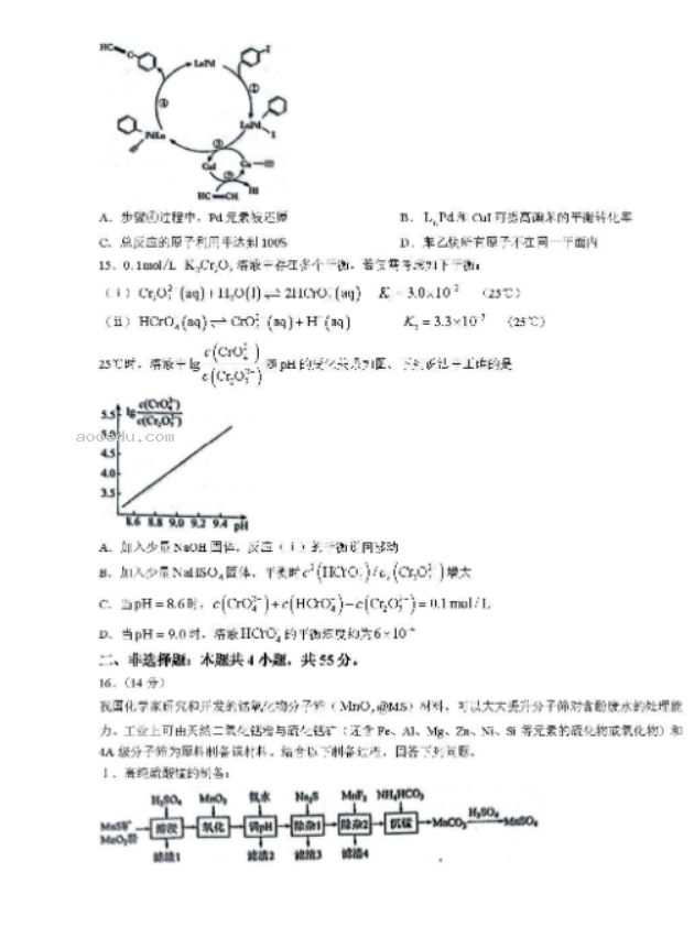 辽宁省沈阳市2023届高三教学质量监测三（三模）化学试题及答案  