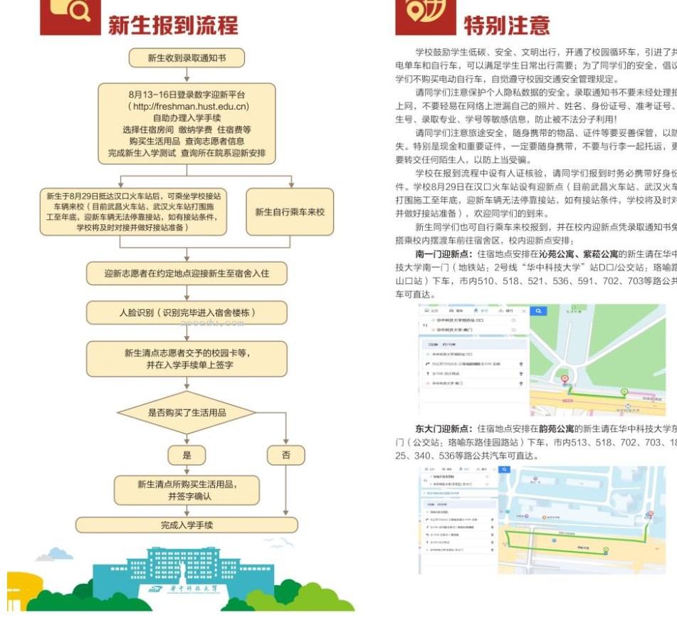 2023华中科技大学新生入学须知及报到时间 迎新网入口