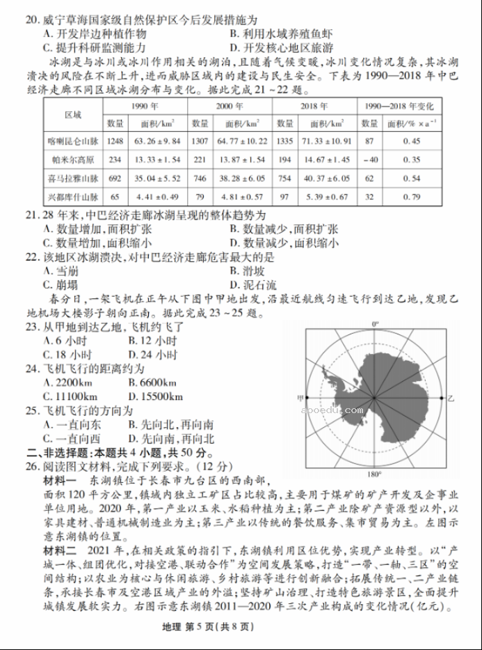 衡水金卷2024新高三摸底联考地理试题及答案解析