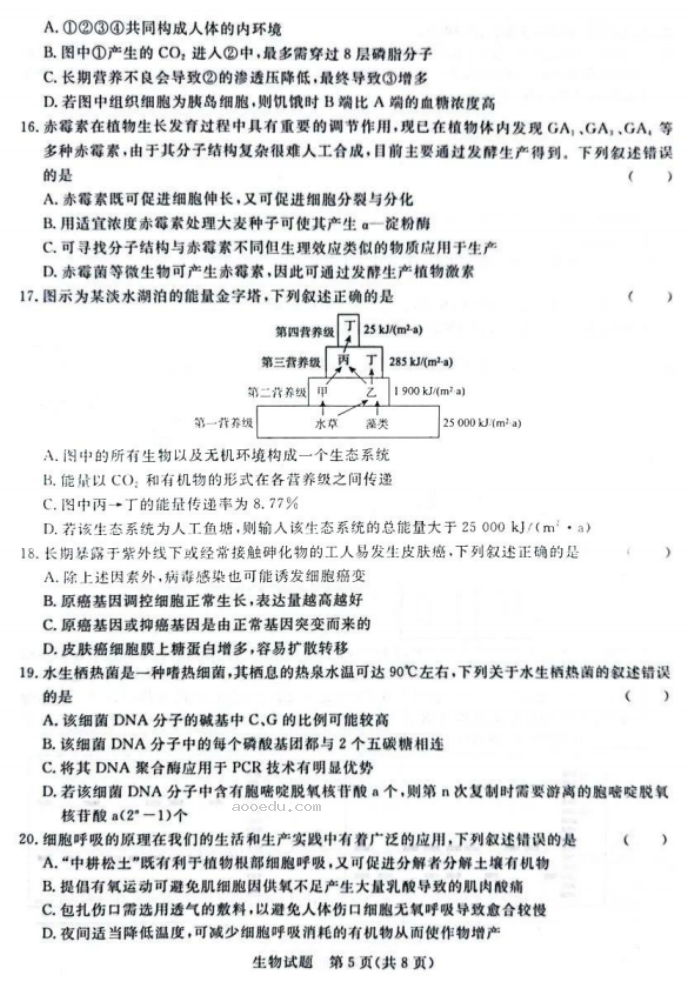 2024届高三青桐鸣大联考9月考试生物试题及答案解析