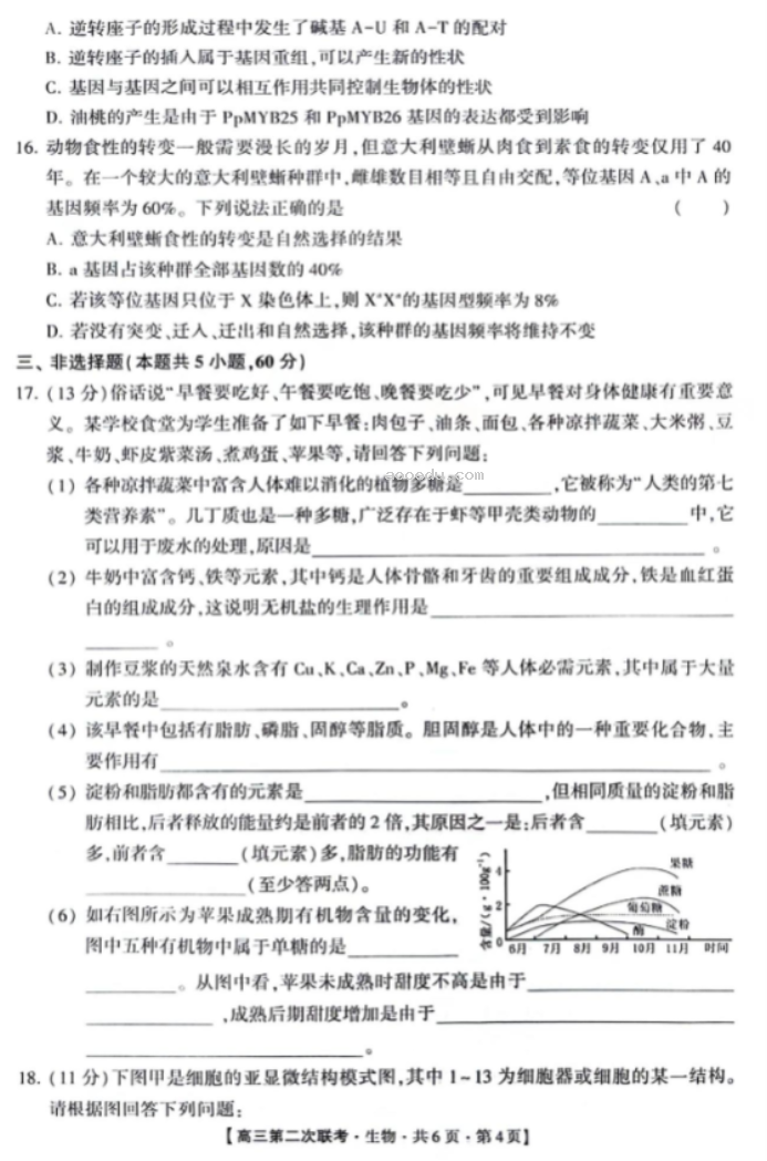 先知高***2024高三第二次联考生物试题及答案解析