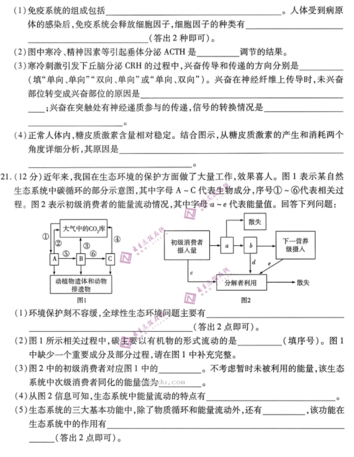 安徽皖豫名校联盟2024高三10月联考生物试题及答案解析