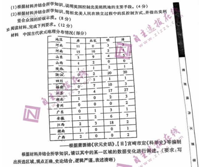 江西稳派2024高三10月联考历史试题及答案解析