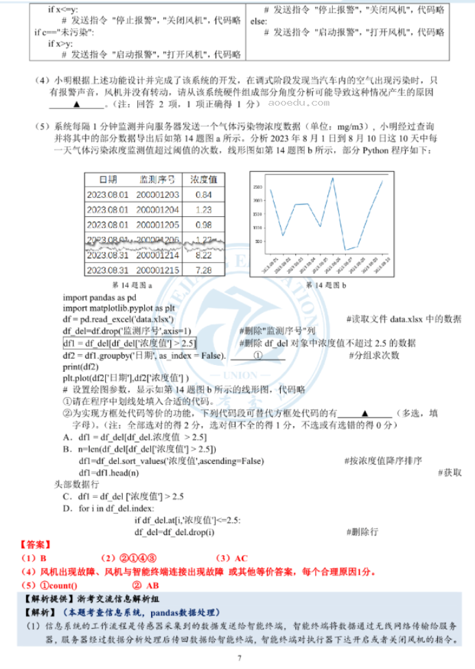 江浙高中发展共同体2024高三10月联考技术试题及答案