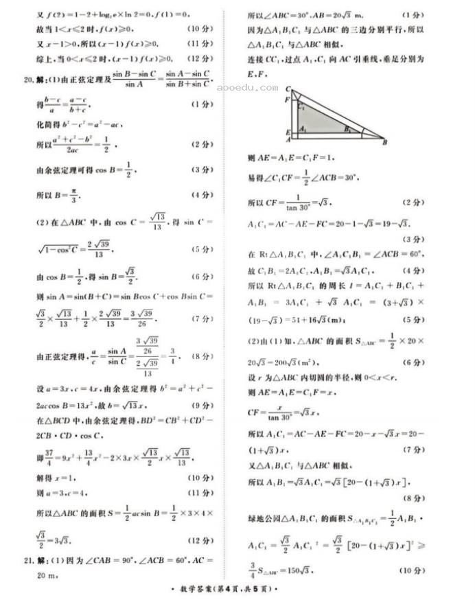 河南青桐鸣2024高三10月大联考数学试题及答案解析