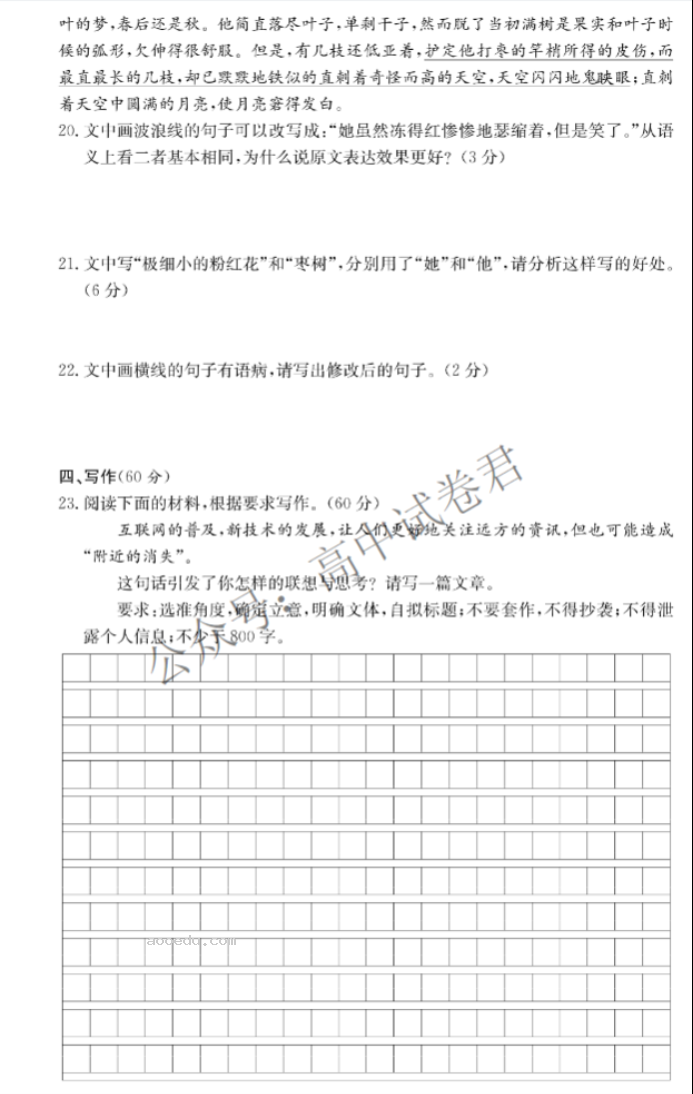 湖南师大附中2024高三月考(二)语文试题及答案解析