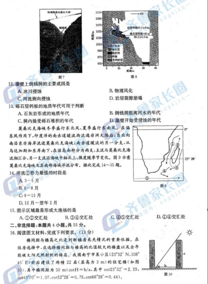 山东金太阳2024高三上学期10月联考地理试题及答案解析