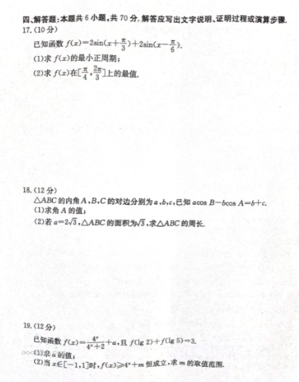 河北邢台五岳联盟2024高三第四次月考数学试题及答案解析