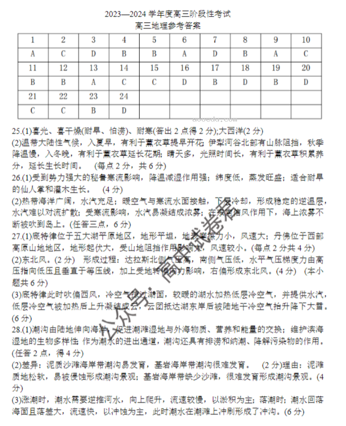 河南三门峡2024高三10月阶段性考试地理试题及答案解析