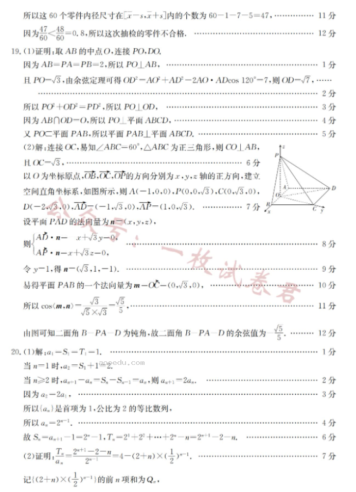 广西2024高三10月联合适应性训练检测数学试题及答案