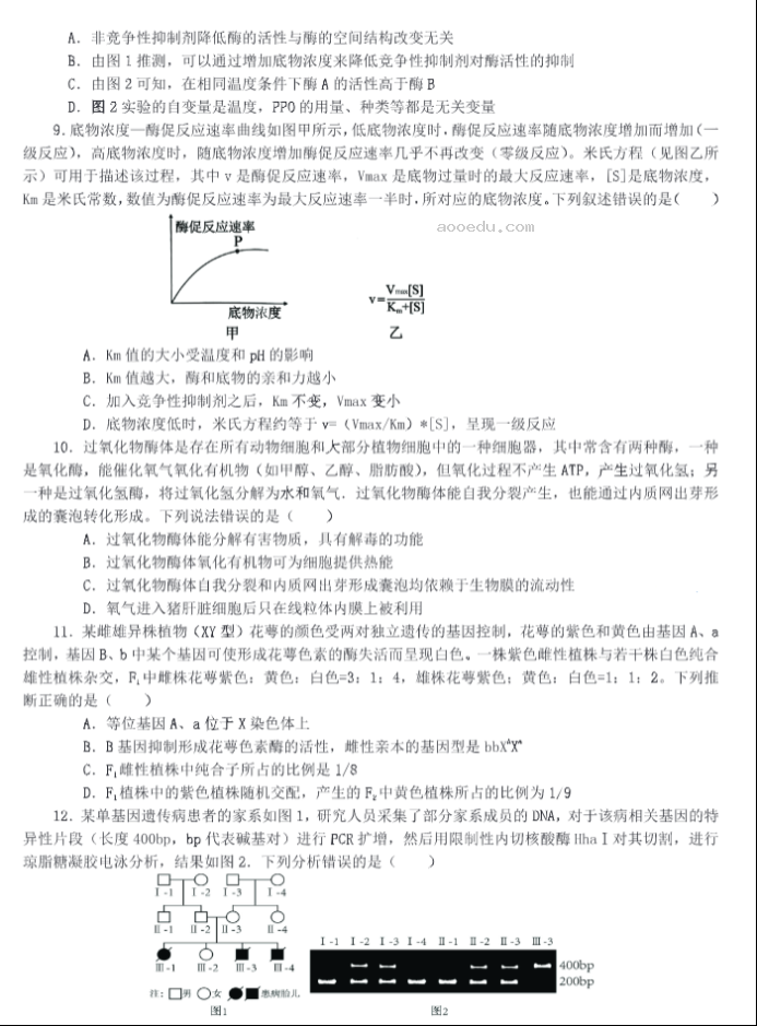 山东中昇2024高三10月大联考生物试题及答案解析