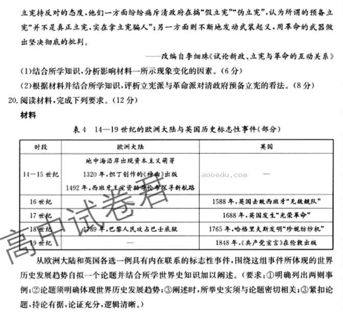 河北金太阳2024高三10月联考历史试题及答案解析