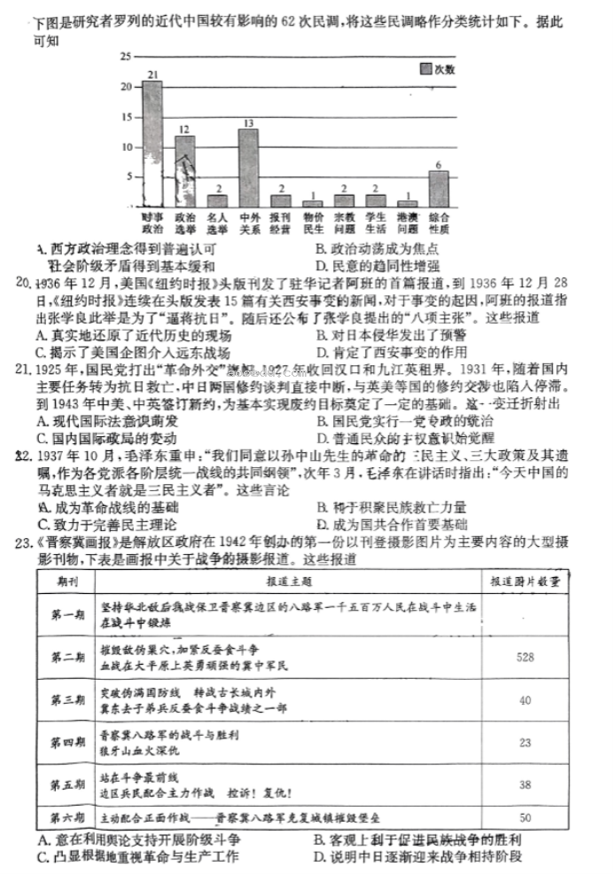 河南TOP二十名校2024高三调研考四历史试题及答案解析