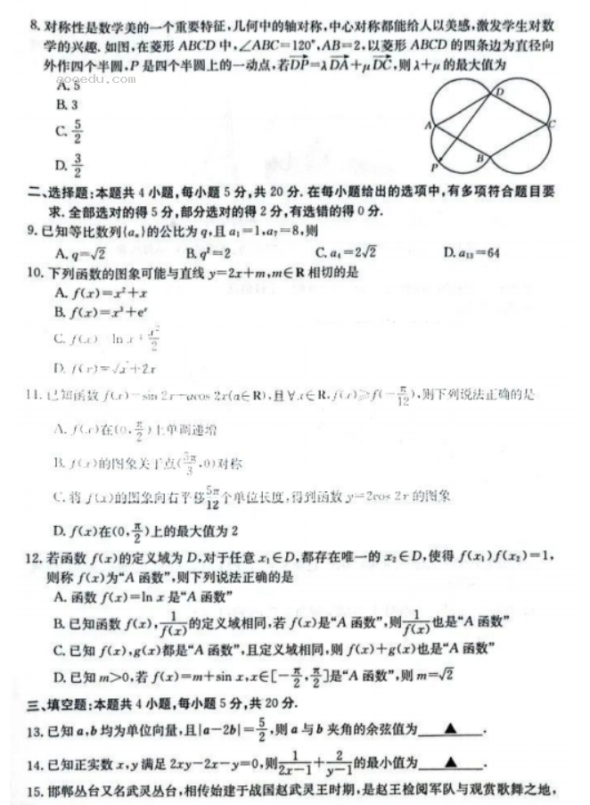 河南金太阳2024高三10月大联考数学试题及答案解析