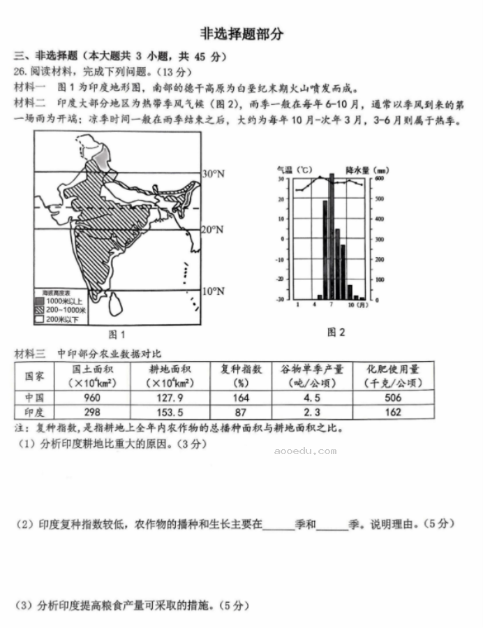 天域全国名校协作体2024高三10月联考地理试题及答案