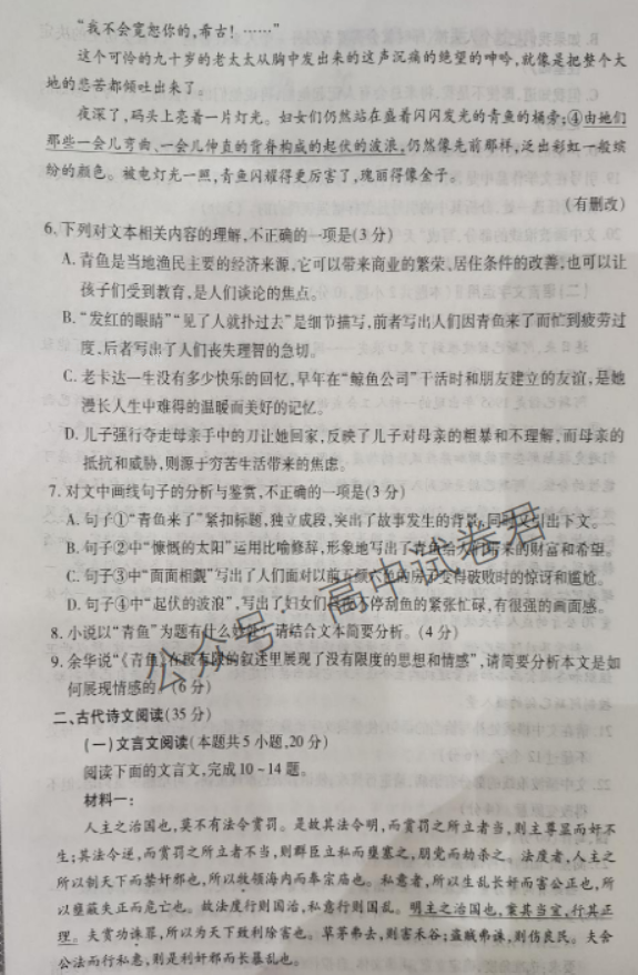 河南洛许平济四市联考2024高三一测语文试题及答案解析