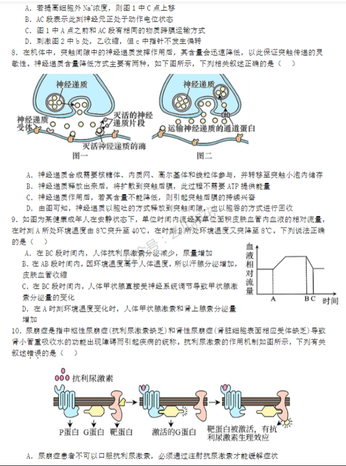 江苏盐城五校2024高二10月联考生物试题及答案解析