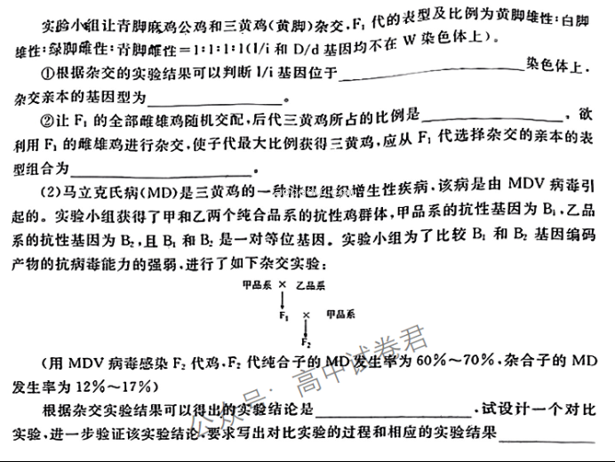 广东衡水金卷2024高三10月大联考生物试题及答案解析