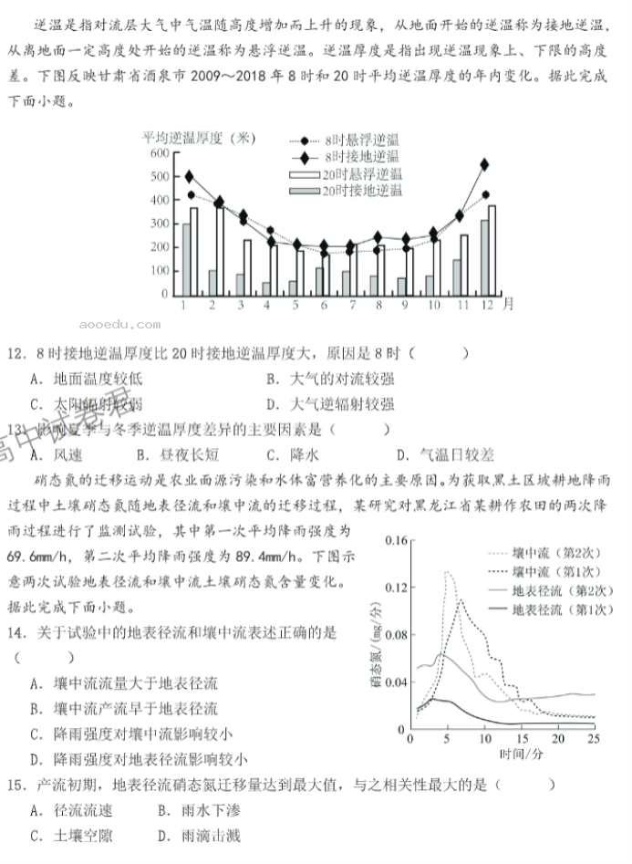 山东中昇2024高三10月大联考地理试题及答案解析