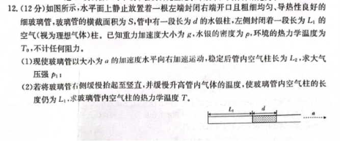 广西2024高三10月联合适应性训练检测物理试题及答案