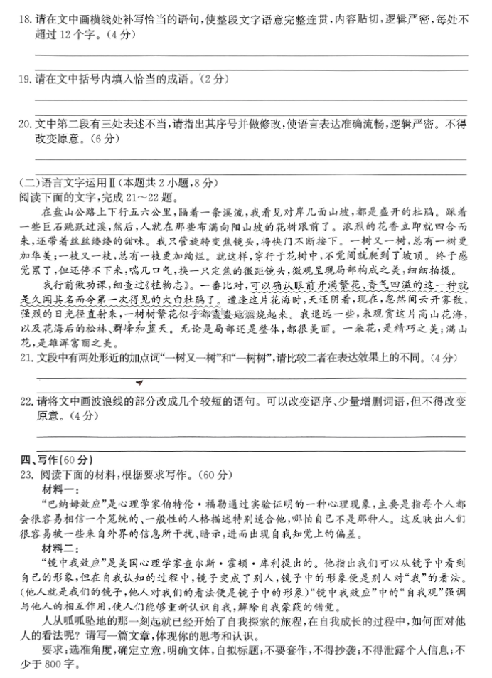 河北沧州2024高三上学期10月联考语文试题及答案解析