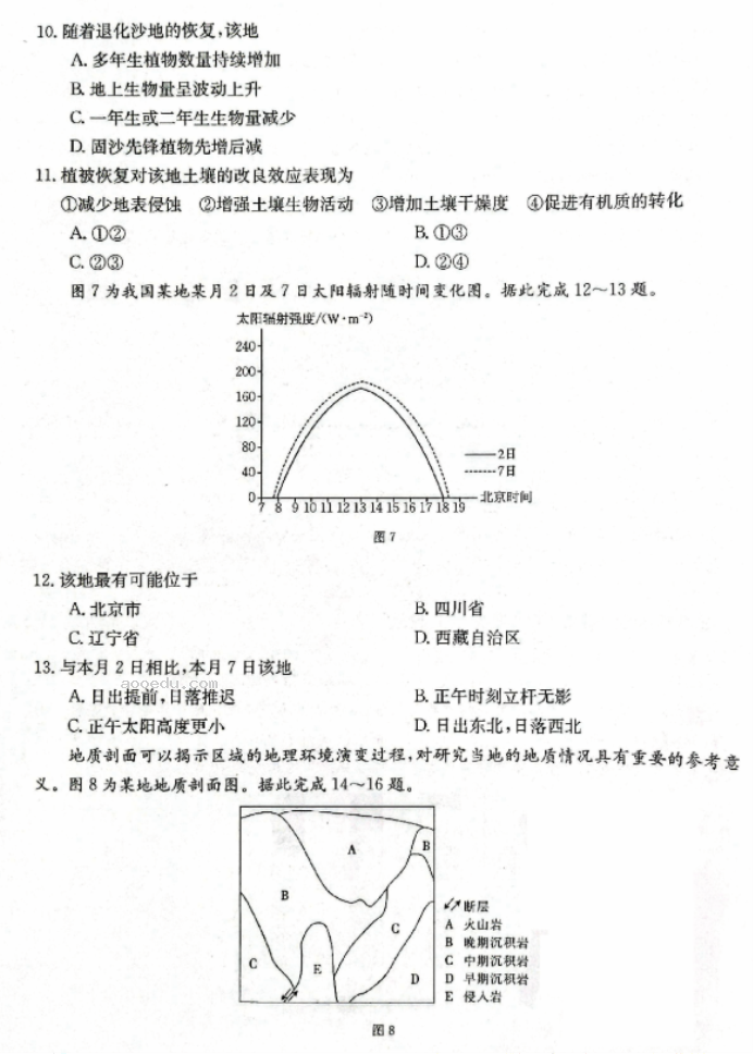 辽宁金太阳2024高三10月适应性考试地理试题及答案