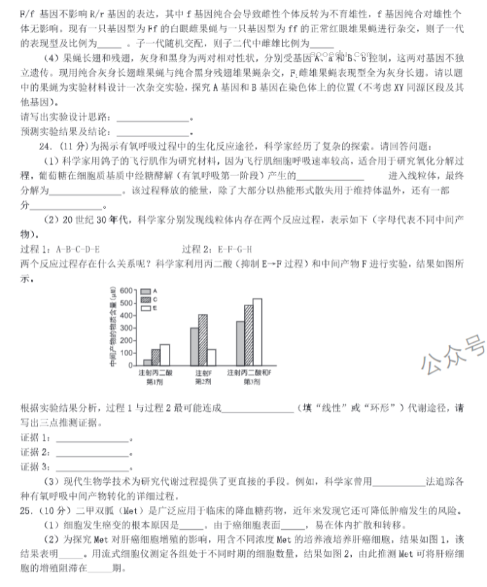 山东中昇2024高三10月大联考生物试题及答案解析