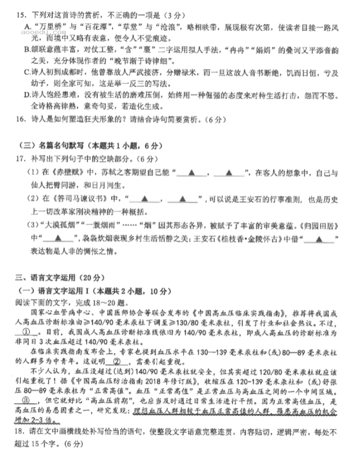 江苏海安高级中学2024高三10月月考语文试题及答案解析