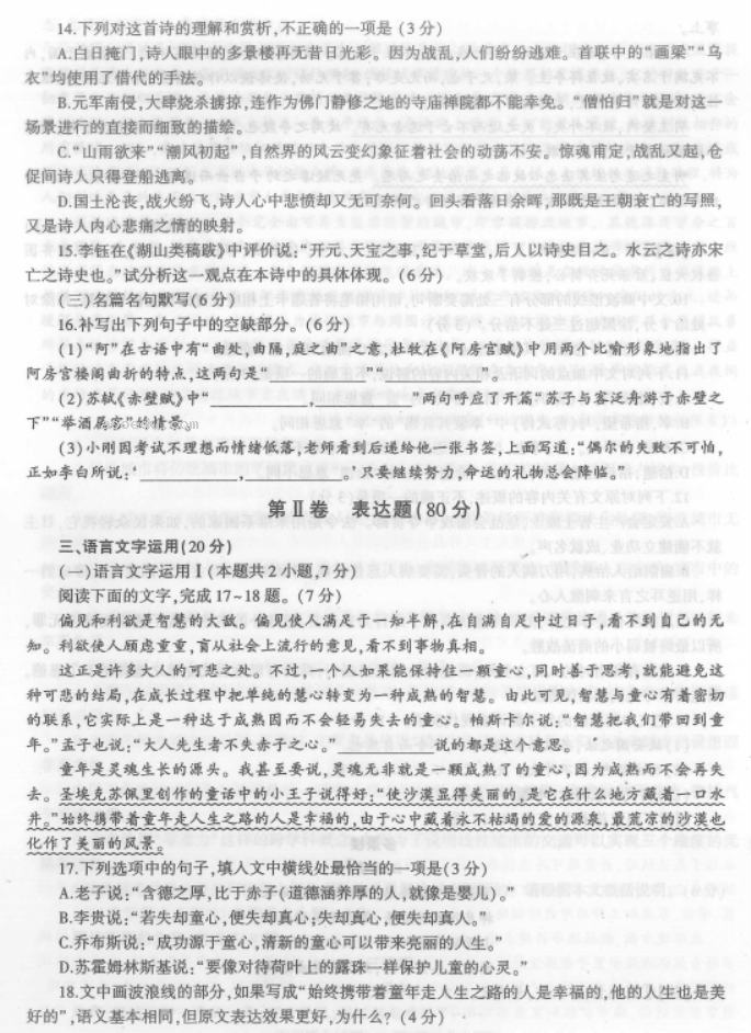 河南信阳2024高三第一次教学质量检测语文试题及答案解析