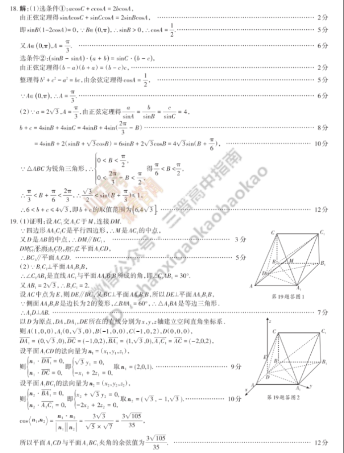 山西思而行2024高三一轮复习中期考试数学试题及答案解析