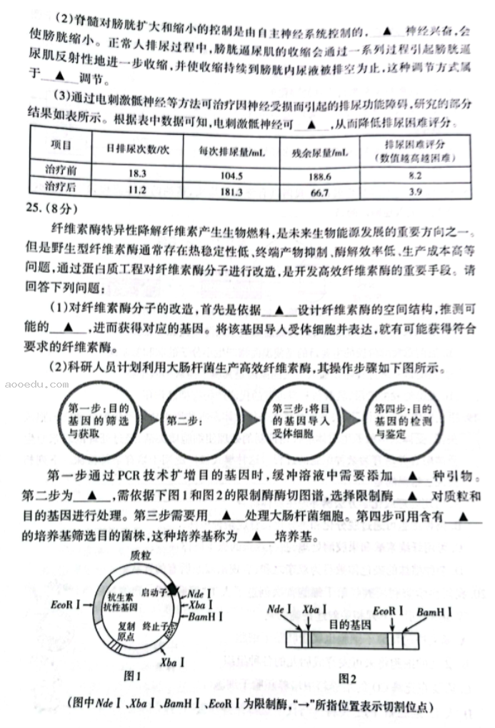 山西大同2024高三10月第二次摸底考试生物试题及答案解析