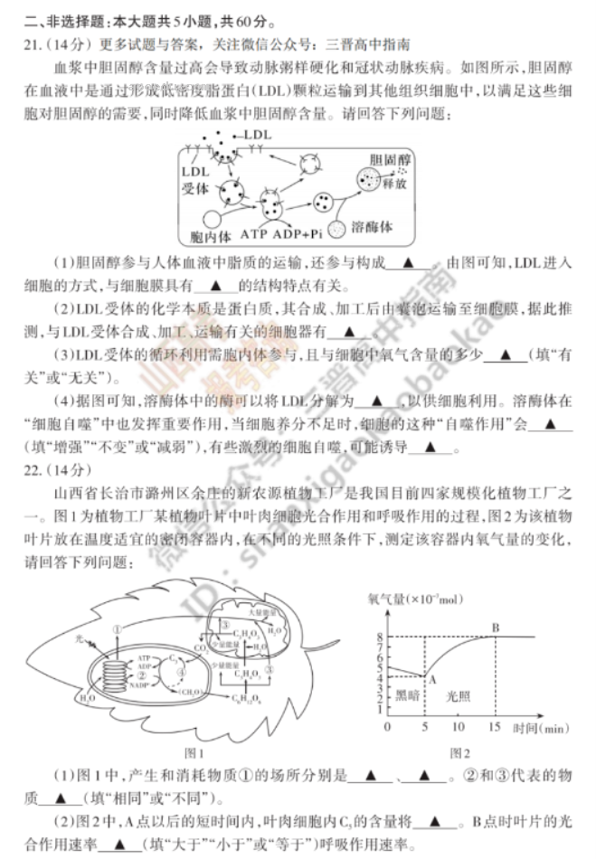 山西思而行2024高三一轮复习中期考试生物试题及答案解析