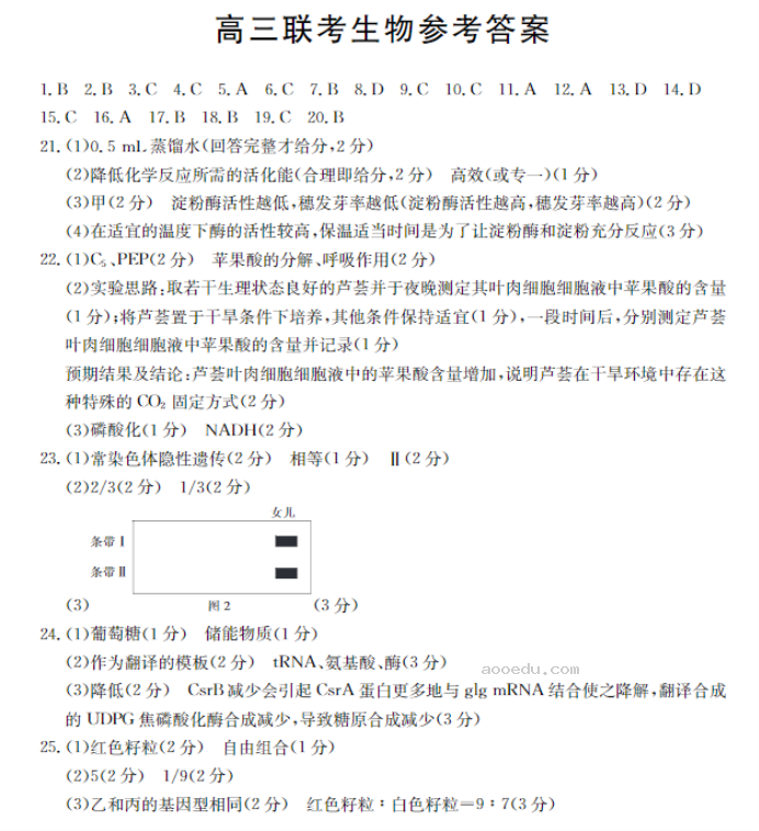 陕西汉中金太阳2024高三第四次联考生物试题及答案解析