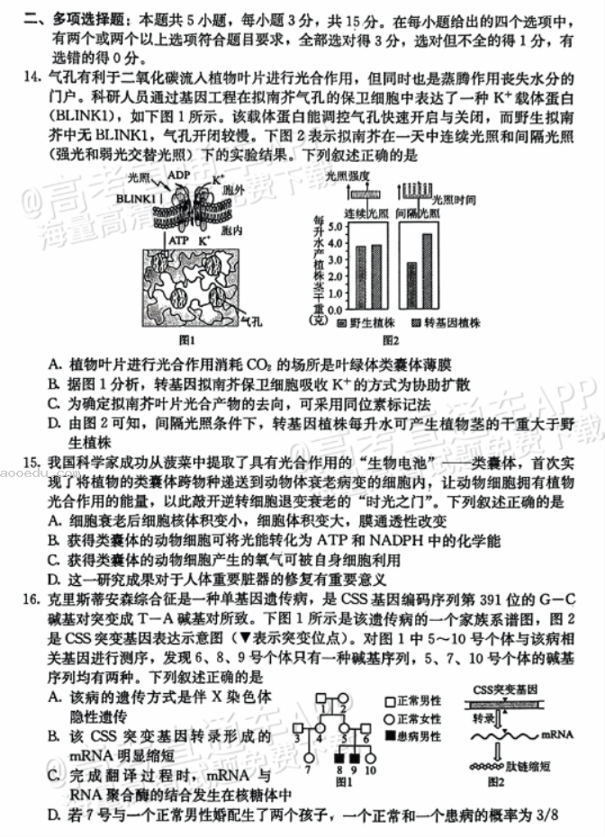 河北保定部分高中2024高三10月摸底考生物试题及答案解析