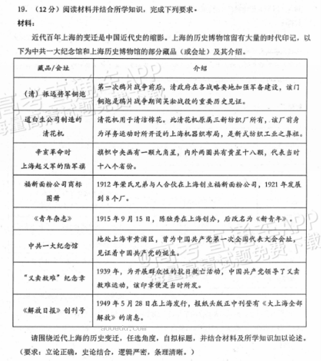 广东江门普通高中2024高三调研测试历史试题及答案解析