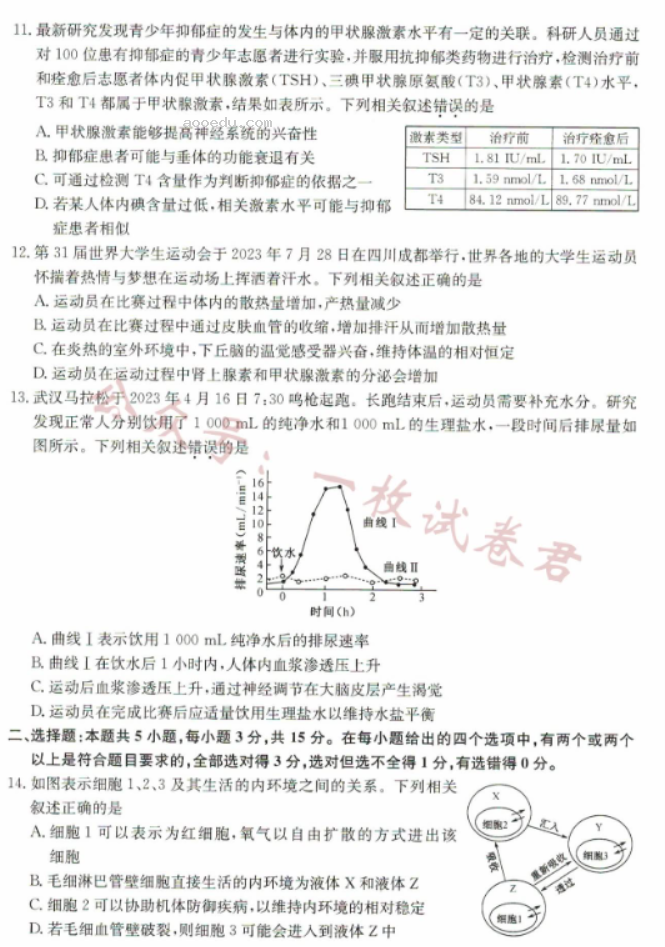 河北沧州远东七县2024高二期中联考生物试题及答案解析