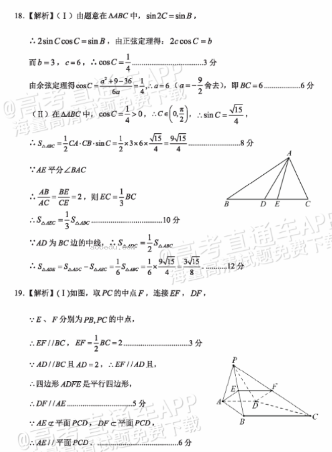 云南大理2024高三第一次复习统一检测数学试题及答案解析