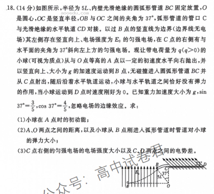 湘豫名校2024高三11月一轮复习诊断二物理试题及答案解析