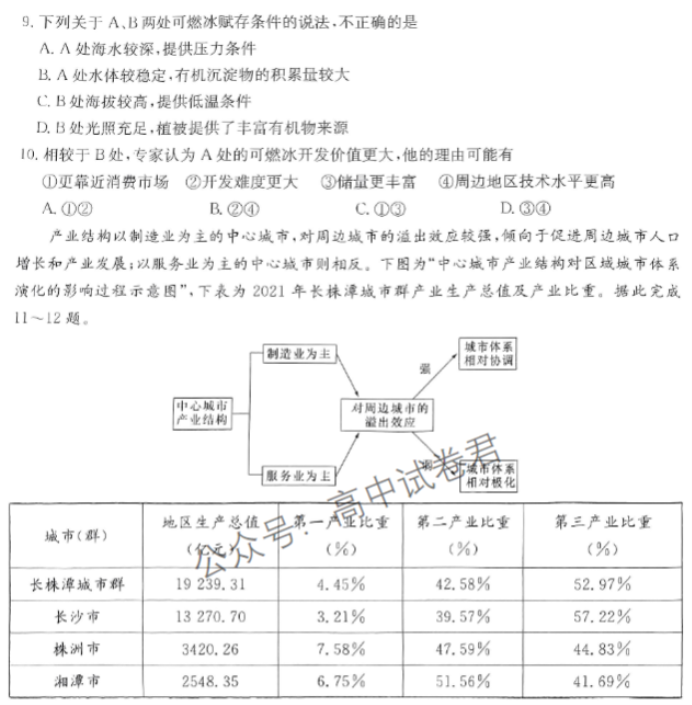 湖南湘东九校2024高三11月联考地理试题及答案解析