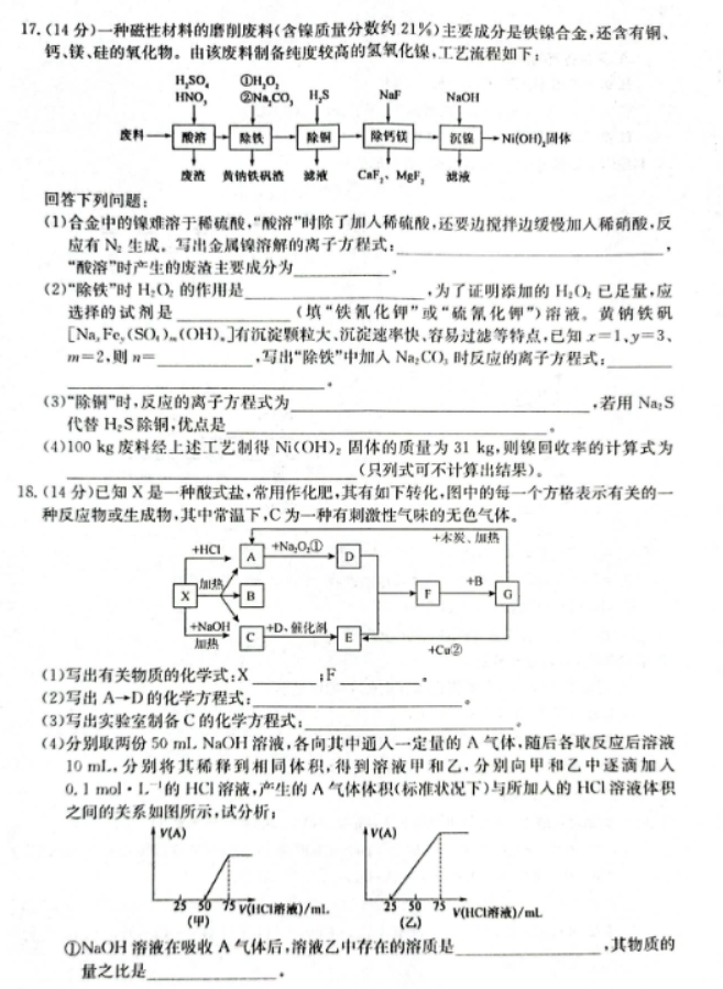 齐齐哈尔普高联谊校2024高三期中考试化学试题及答案解析