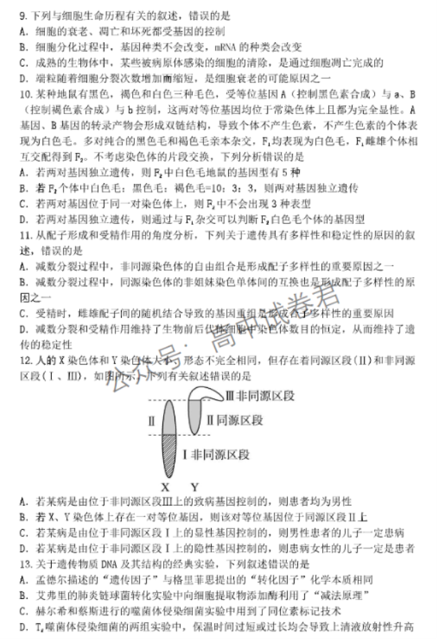 辽宁丹东市2024高三11月阶段测试生物试题及答案解析