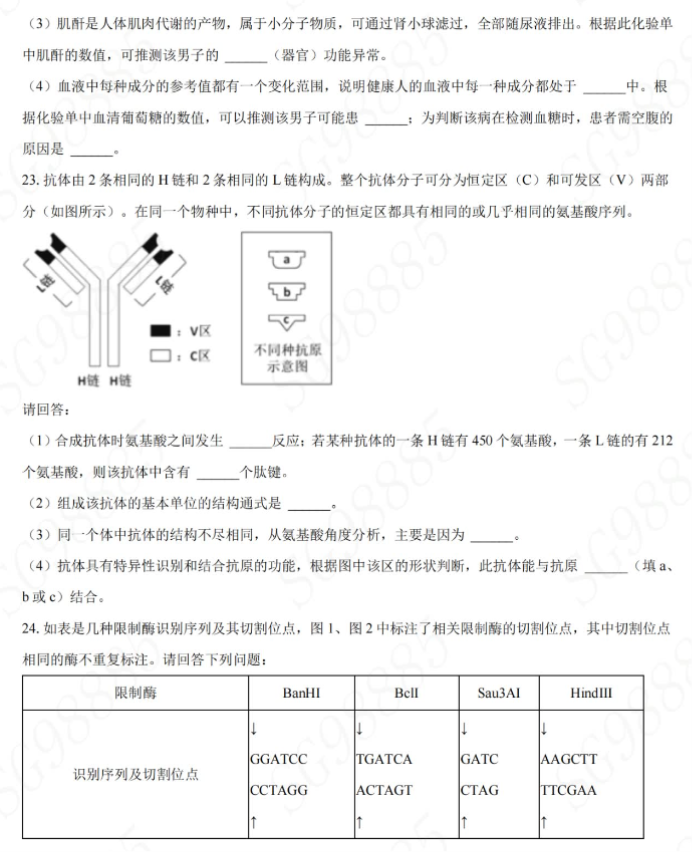 江苏淮安2024高三期中考前训练生物试题及答案解析