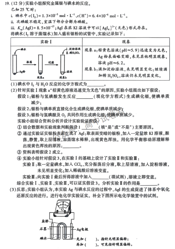 北京朝阳区2024高三11月期中考试化学试题及答案解析