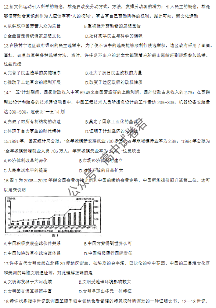 吉林长春2024高三11月一模考试历史试题及答案解析