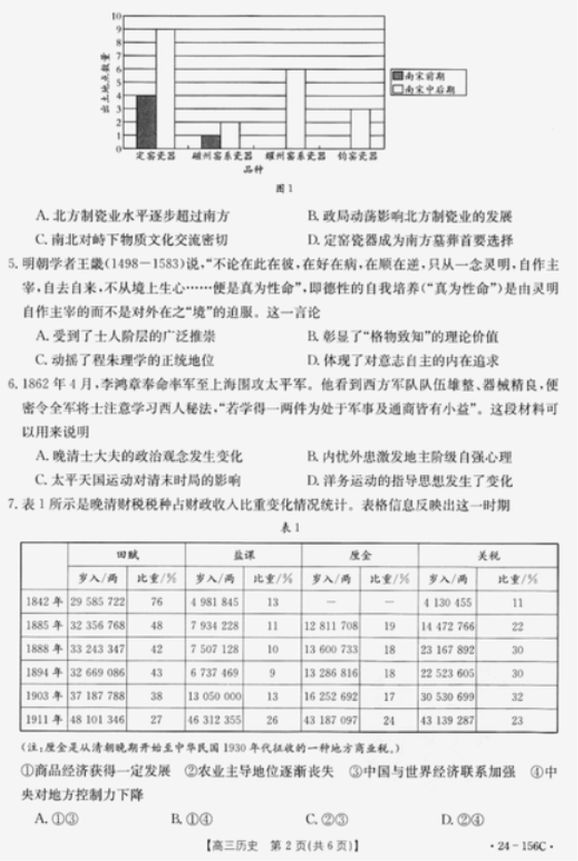 辽宁铁岭一般高中协作校2024高三期中考试历史试题及答案