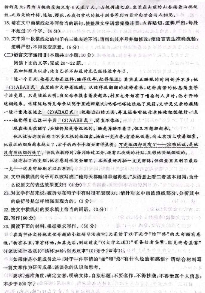 山东名校***2024高三期中检测语文试题及答案解析