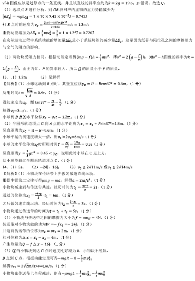 安徽徽师联盟2024高三11月质量检测物理试题及答案解析