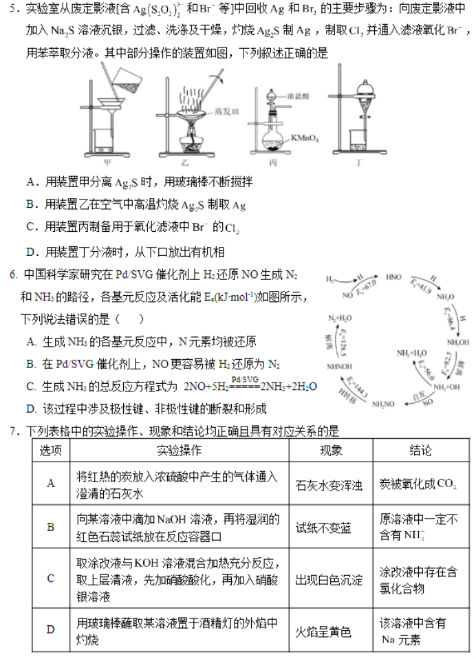 福建五校协作2024高三上学期期中联考化学试题及答案解析