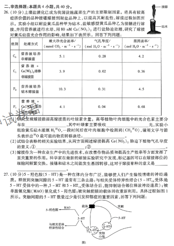 河南天一大联考2024高三阶段性测试三生物试题及答案解析